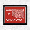 Oklahoma Red State Map Print | 3 Colors