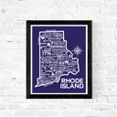 Rhode Island Blue State Map Print | 3 Colors