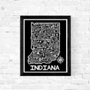 Indiana Black State Map Print | 3 Colors