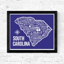 South Carolina Blue State Map Print | 3 Colors