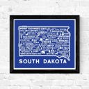 South Dakota Blue State Map Print | 3 Colors