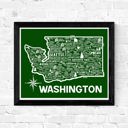 Washington Green State Map Print | 3 Colors