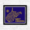 West Virginia Blue State Map Print | 3 Colors