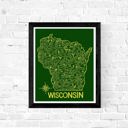 Wisconsin Green State Map Print | 3 Colors