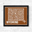 Wyoming Brown State Map Print | 3 Colors