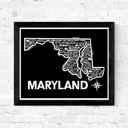 Maryland Black State Map Print | 3 Colors