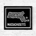 Massachusetts Black State Map Print | 3 Colors