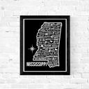 Mississippi Black State Map Print | 3 Colors