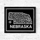 Nebraska Black State Map Print | 3 Colors