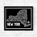 New York Black State Map Print | 3 Colors