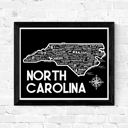 North Carolina Black State Map Print | 3 Colors