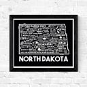 North Dakota Black State Map Print | 3 Colors