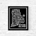 Rhode Island Black State Map Print | 3 Colors