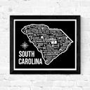 South Carolina Black State Map Print | 3 Colors