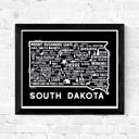 South Dakota Black State Map Print | 3 Colors