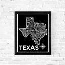 Texas Black State Map Print | 3 Colors