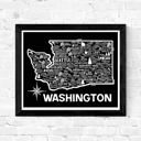 Washington Black State Map Print | 3 Colors