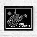 West Virginia Black State Map Print | 3 Colors