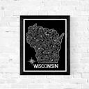 Wisconsin Black State Map Print | 3 Colors