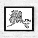 Alaska White State Map Print | 3 Colors