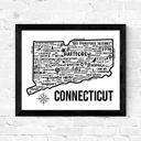 Connecticut White State Map Print | 3 Colors