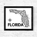 Florida White State Map Print | 3 Colors