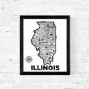 Illinois White State Map Print | 3 Colors