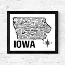 Iowa White State Map Print | 3 Colors