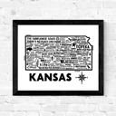 Kansas White State Map Print | 3 Colors