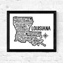 Louisiana White State Map Print | 3 Colors