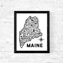 Maine White State Map Print | 3 Colors