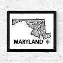 Maryland White State Map Print | 3 Colors