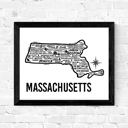 Massachusetts White State Map Print | 3 Colors