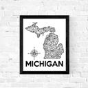 Michigan White State Map Print | 3 Colors