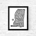 Mississippi White State Map Print | 3 Colors