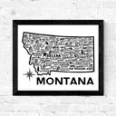 Montana White State Map Print | 3 Colors