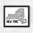 New York White State Map Print | 3 Colors