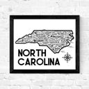 North Carolina White State Map Print | 3 Colors