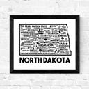 North Dakota White State Map Print | 3 Colors