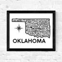 Oklahoma White State Map Print | 3 Colors