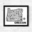 Oregon White State Map Print | 3 Colors