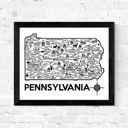 Pennsylvania White State Map Print | 3 Colors