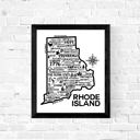 Rhode Island White State Map Print | 3 Colors