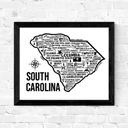 South Carolina White State Map Print | 3 Colors