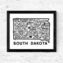 South Dakota White State Map Print | 3 Colors