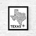 Texas White State Map Print | 3 Colors