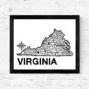 Virginia White State Map Print | 3 Colors