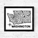 Washington White State Map Print | 3 Colors