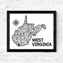 West Virginia White State Map Print | 3 Colors