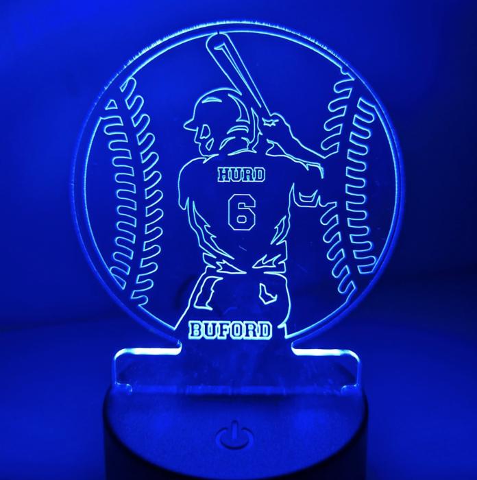 Sports Themed acrylic LED Night Light/ 12 Sports and 26 Designs to Choose From